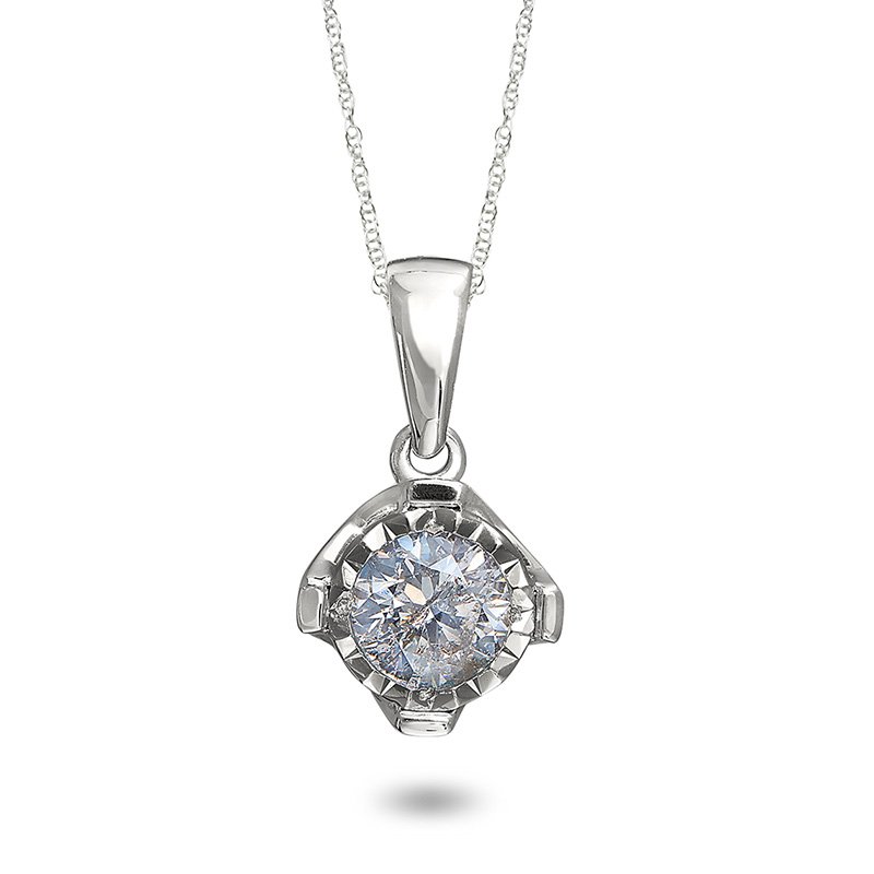 White gold and diamond solitaire pendant
