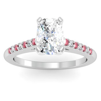 Cathedral Channel set Ruby & Diamond Engagement Ring