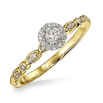Yellow gold and diamond engagement ring