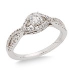 White gold, round diamond bridal set with twisted diamond shank