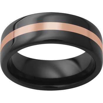 Black Diamond Ceramic™ Pipe Cut Band with 2mm 14K Rose Gold Inlay