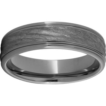 Rugged Tungsten™ 6mm Rounded Edge Band with Bark Finish