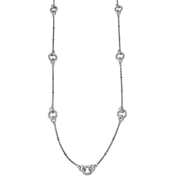 VHN 1508 Long Round Sterling Traversa And Shiny Link Box Chain Necklace VHN 1508