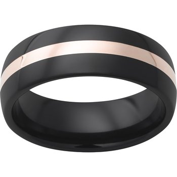 Black Diamond Ceramic™ Domed Band with 2mm 14K Rose Gold Inlay
