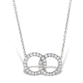 White gold linked circles diamond necklace