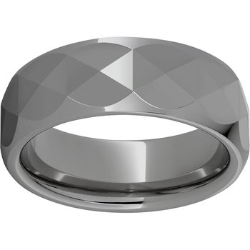 Rugged Tungsten™ 8mm Domed Band with Triangle Facets and Polished Finish