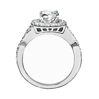 Round Cut Double Halo Diamond Infinity Engagement Ring