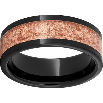 Black Diamond Ceramic™ Pipe Cut Band with 5mm Copper Leaf Inlay