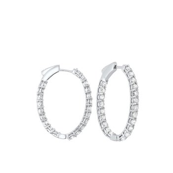 In-Out Prong Set Diamond Hoop Earrings in 14K White Gold (3 ct. tw.) I2/I3 - H/K
