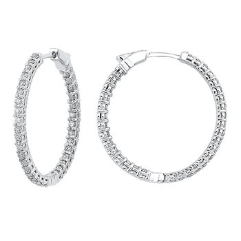 In-Out Prong Set Diamond Hoop Earrings in 14K White Gold (3 ct. tw.) I2/I3 - H/K