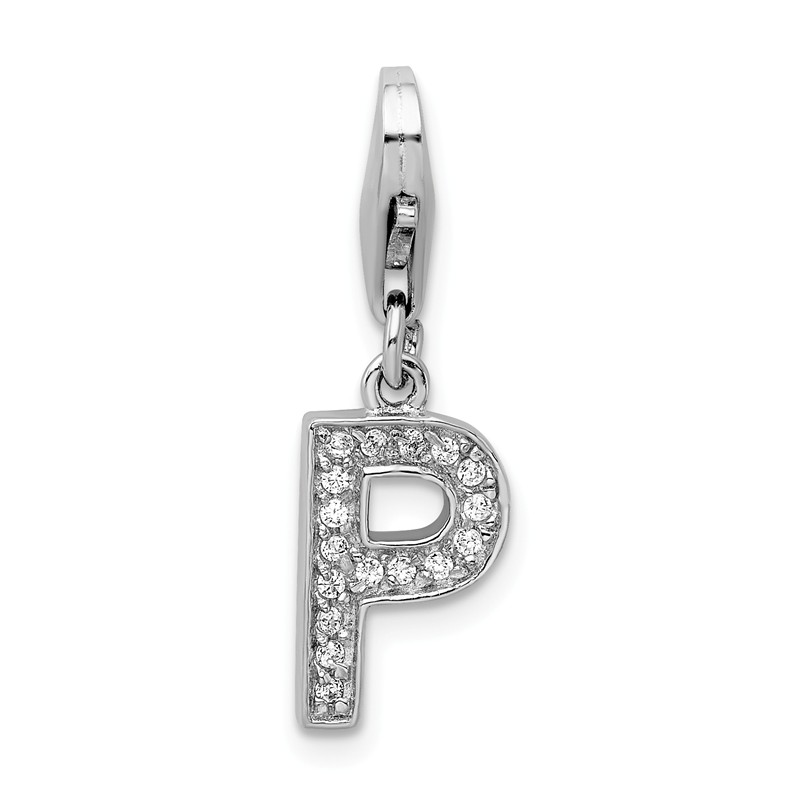 Beautiful Sterling silver 925 sterling Sterling Silver CZ Letter Z w/Lobster Clasp Charm