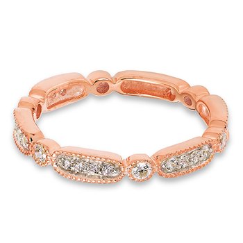 Rose gold, pave and bezel-set diamond stackable band