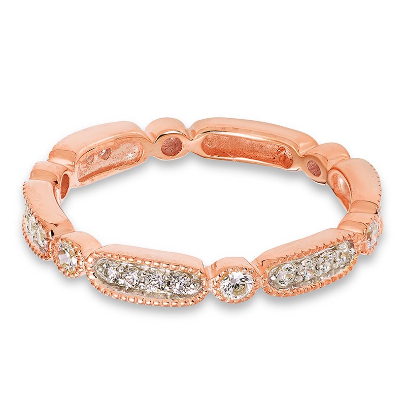 Rose gold, pave and bezel-set diamond stackable band