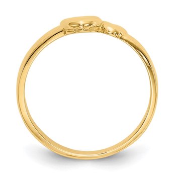 14k Gold Polished Adjoining Hearts Ring