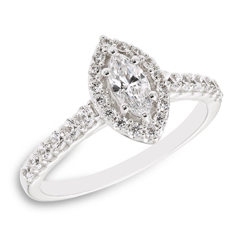 Meghan white gold marquise-cut center diamond engagement ring