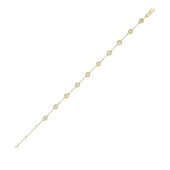 Diamond Station Bracelet in 14k Yellow Gold, Adjustable (1ctw)