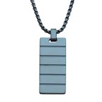 INOX Jewelry Blue IP Ridged Compact Dog Tag Pendant with Cobalt Blue Box Chain