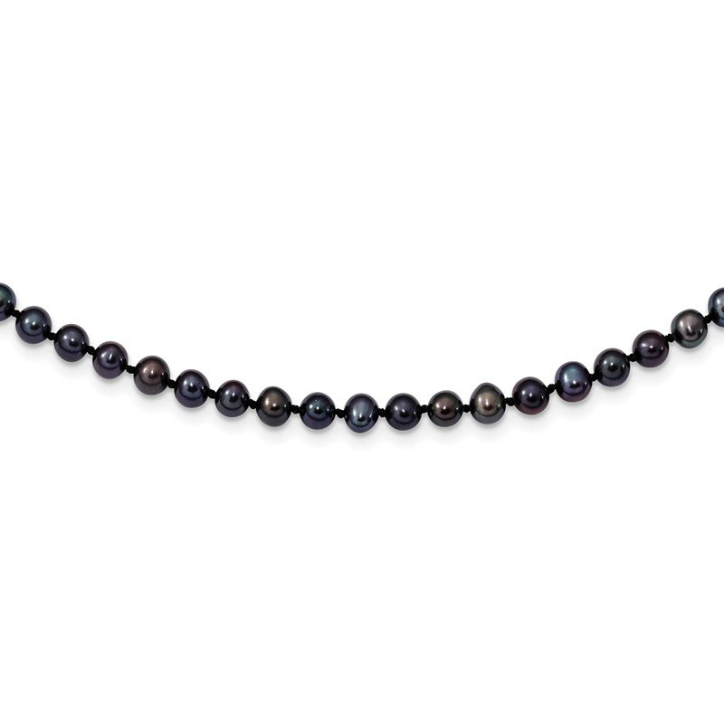Jewel Tie Sterling Silver Rhod-plated 4-5mm Black FWC Simulated Pearl Necklace Chain 