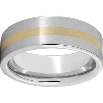Serinium® Pipe Cut Band with a 2mm 14K Yellow Gold Inlay and Satin Finish