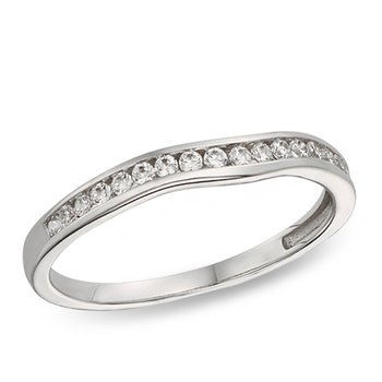 White gold, curved, channel diamond band