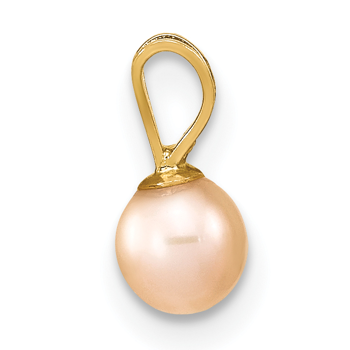 14k Yellow Gold 4-5mm Round Pink FW Cultured Pearl Pendant