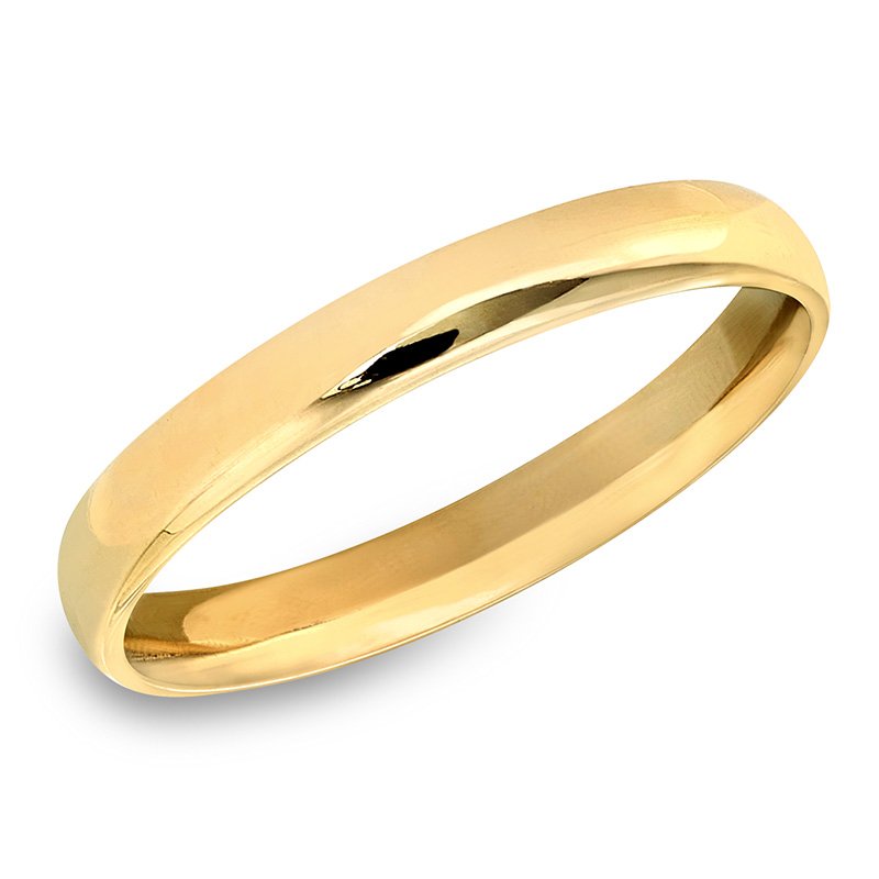 Yellow gold, 3MM, comfort-fit gent's band