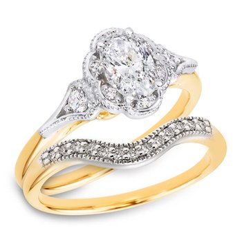 Beatrice two-tone gold, vintage-inspired diamond bridal set
