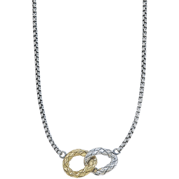 VHN 1611 Small Yellow Gold & Sterling Interlocking Traversa Circles Box Chain Necklace VHN 1611