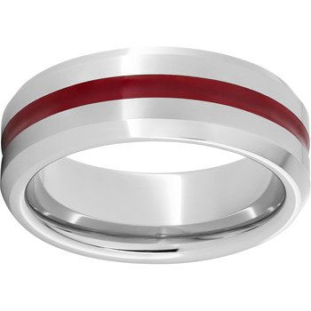 Serinium® Beveled Edge Band with Red Inlay