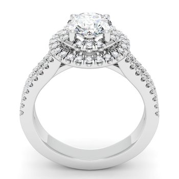 Double Row Halo Engagement Ring