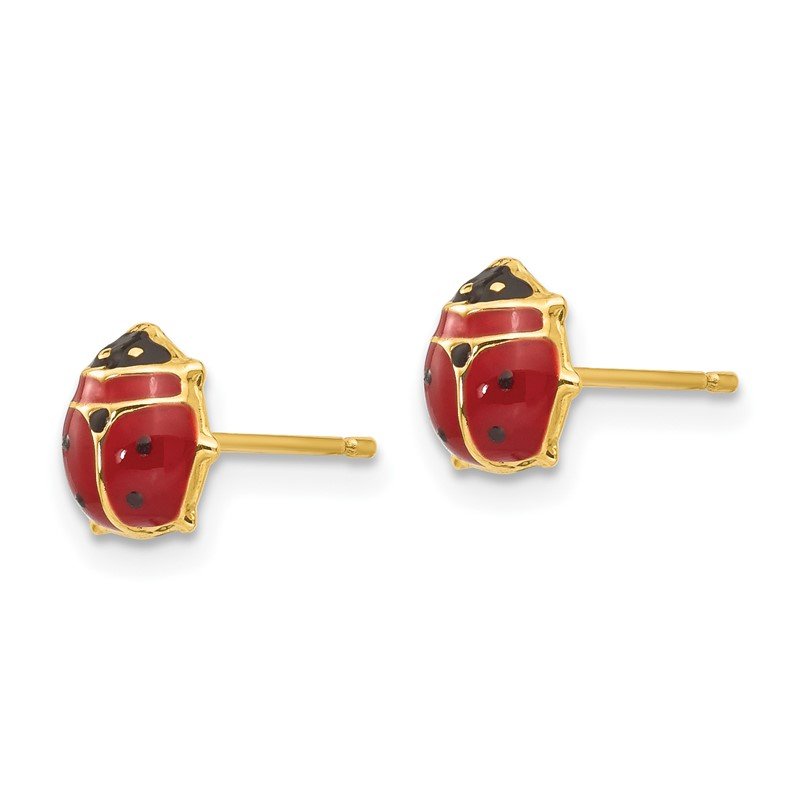 14k Enameled Ladybug Earrings 