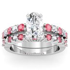 Round Diamond & Ruby Engagement Ring with Matching Wedding Band