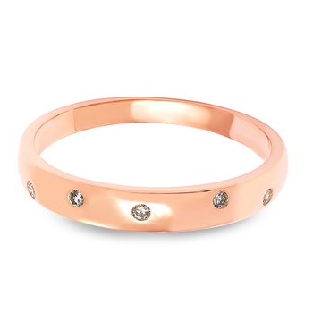 Rose gold stackable band with polka-dot bezel diamonds