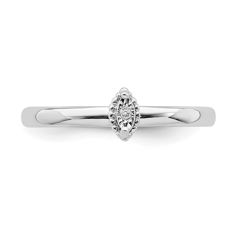 2.1mm Solid 925 Sterling Silver Polished .01ct Diamond Oval Shape Ring