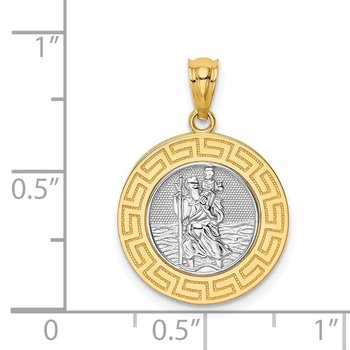 14K w/ Rhodium St. Christopher Medal