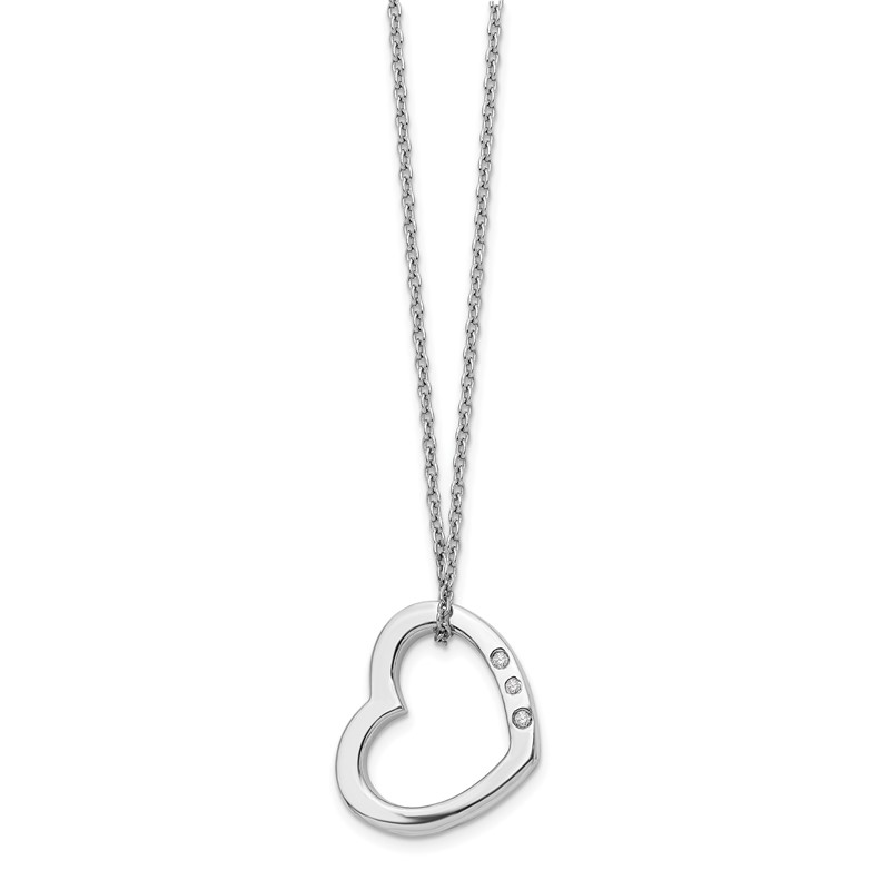 White Ice Sterling Silver Diamond Heart Necklace 18