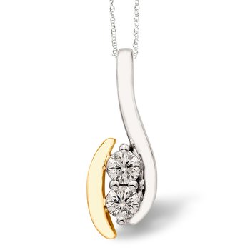 Two-tone gold, stacked 2-stone diamond pendant