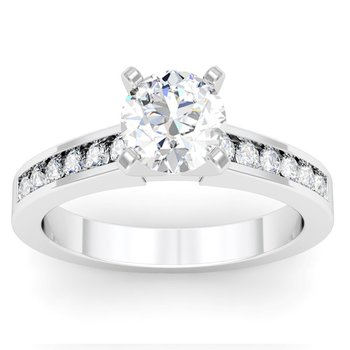 Channel Set Round Cut Diamond Engagement Ring