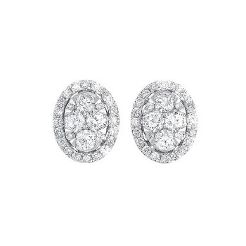 Oval Halo Diamond Earrings in 14K White Gold (1/2 ct. tw.)