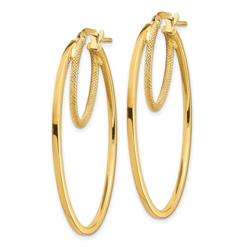 14k Textured Twisted Oval Hoop Earrings Best Quality Free Gift Box 