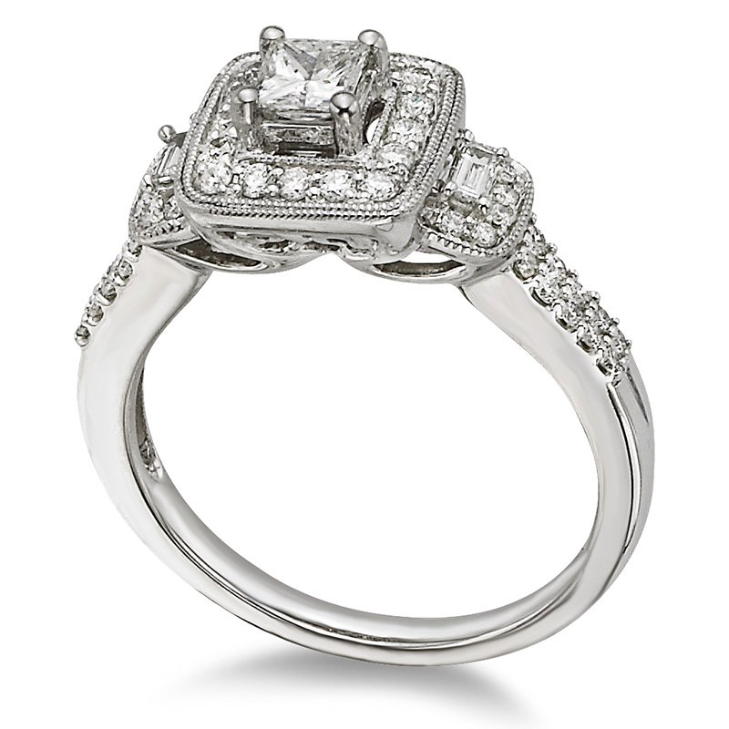 White gold, tiered princess diamond engagement ring