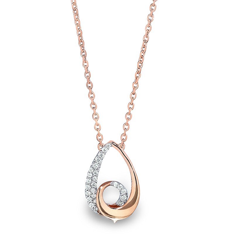 Two-tone gold, pear-shape diamond necklace with accent diamonds