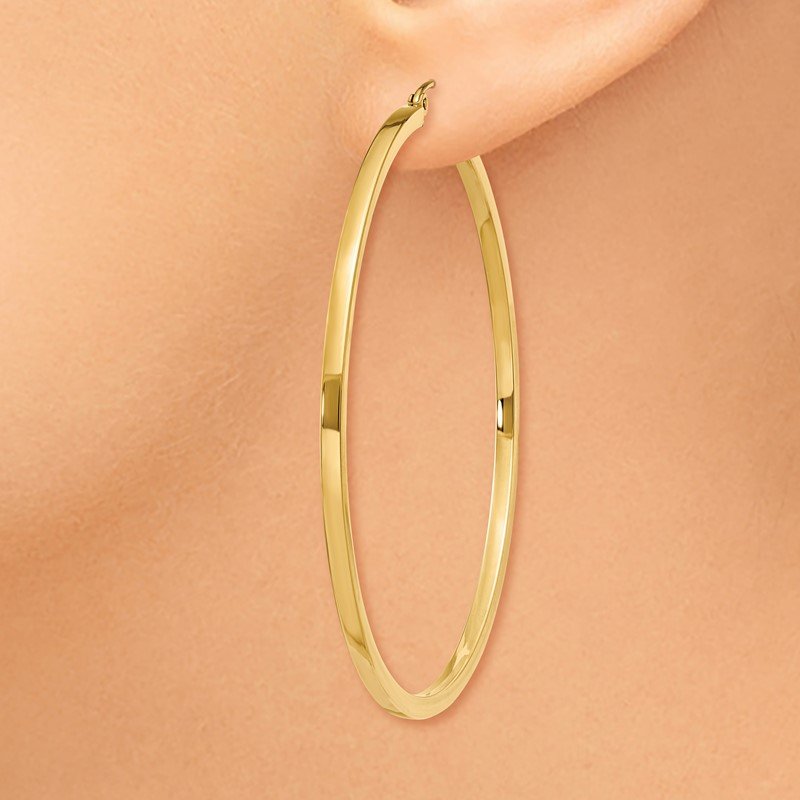 14k 2mm Square Tube Hoop Earrings 