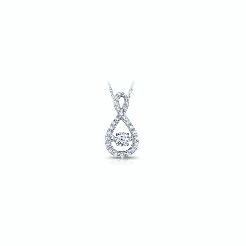 White gold loop pendant with twinkling round center diamond