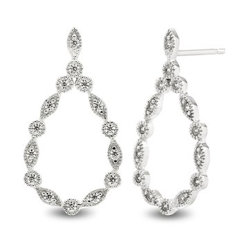 White gold, pear-shape diamond earrings, 1/3 CT TW