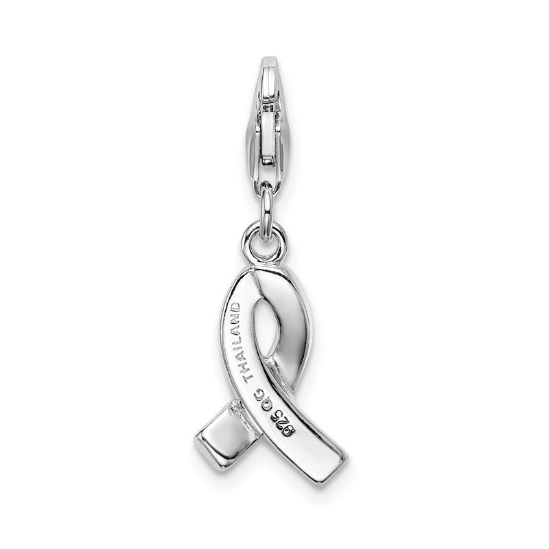 Amore La Vita Sterling Silver Stellux Crystal Pink Awareness Click-On Lobster Clasp Charm Pendant 