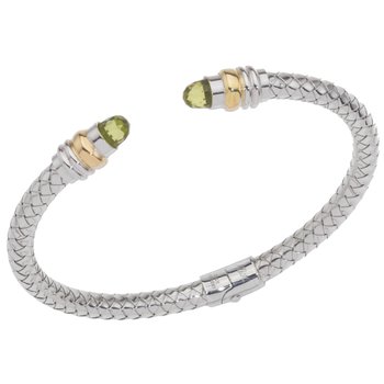 VHB 416 FP Faceted Peridot cabochons Sterling Traversa Spring Cuff Bracelet, Yellow Gold Rondelles VHB 416 FP