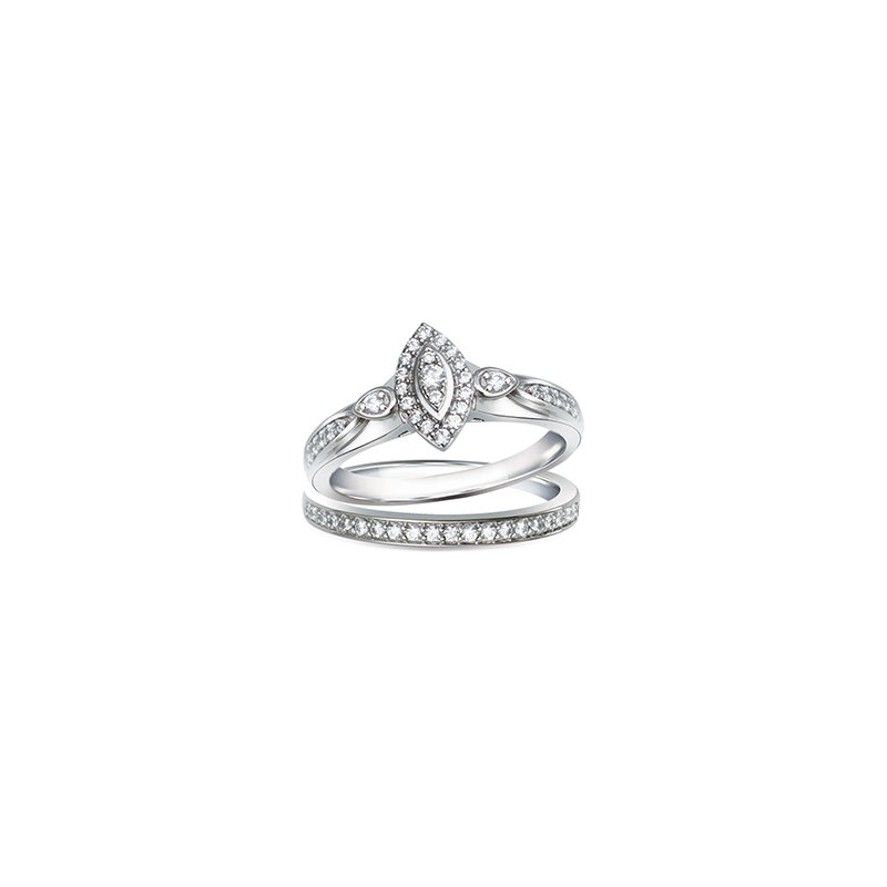 White gold halo marquise-shape engagement ring