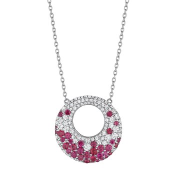 Center of Attention Ruby and Diamond Round Pendant