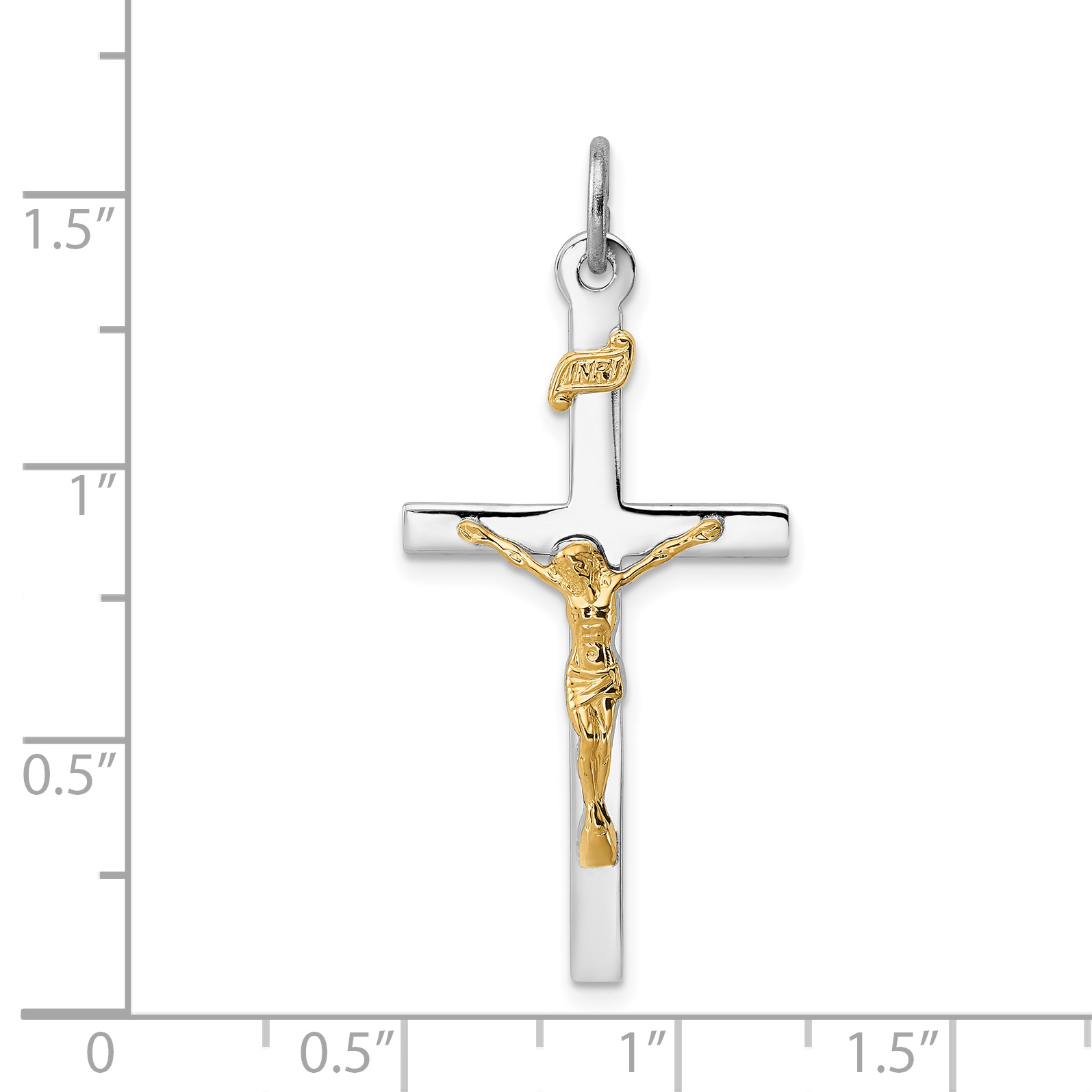 Sterling Silver Rhodium-plated Crucifix Pendant